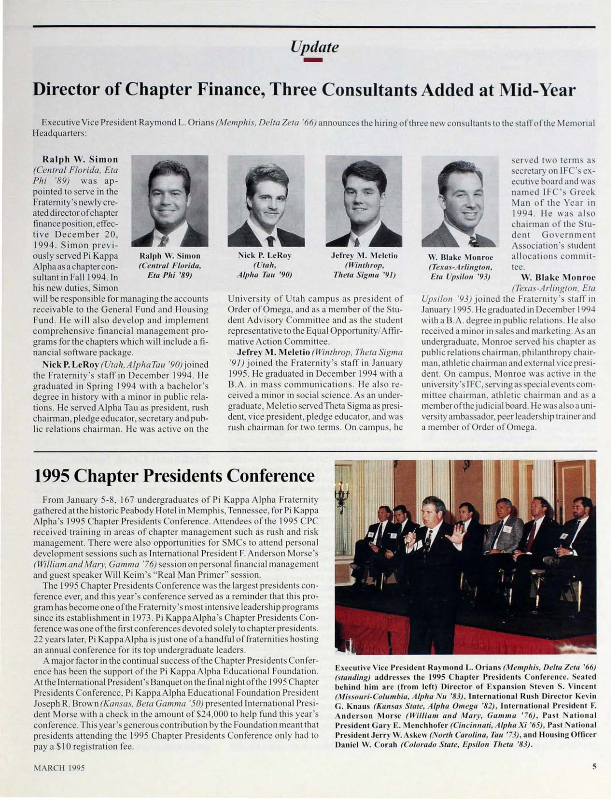 Update: 1995 Chapter Presidents Conference